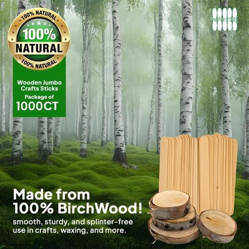 مثالية Stix Jumbo Birchwood Craft Sticks ، 6 × 3/4 بوصات ، طبيعية ، 500 عدد ، مصنوعة في الولايات المتحدة الأمريكية in Saudi Arabia