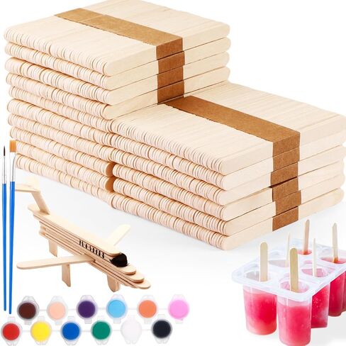 550 PCS عصي المصاصة جامبو للحرف اليدوية ، الاكتئاب الخشبي البال in Kuwait