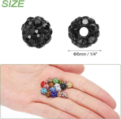 MECCANIXITY 100pcs 6mm Rhinestone Beads for Jewelry Making, Bling Disco Bead Sparkle Diamond Clay Bead for Necklace Bracelet Christmas, Black in Saudi Arabia