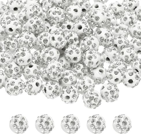 MECCANIXITY 100pcs 6mm Rhinestone Beads for Jewelry Making, Bling Disco Bead Sparkle Diamond Clay Bead for Necklace Bracelet Christmas, Black in Saudi Arabia