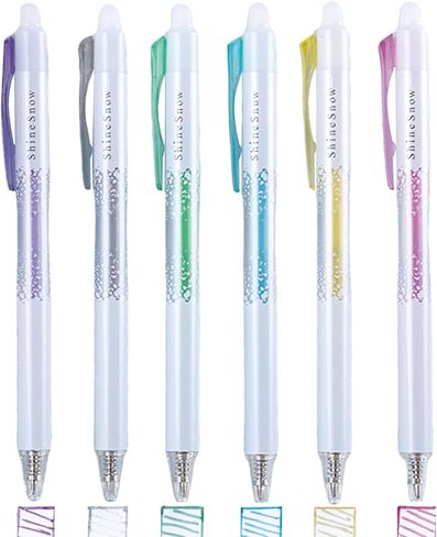 6 Pcs Erasable Colored Pens Cute Colored Glitter Pens Retractable Colored Pens 0.7mm Point Gel Ink Pen Office School Pens Women Girls Men Boys Pens (6Pcs Colored) in Saudi Arabia