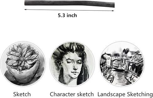 Set of 25 Charcoal Pencils 3-9 mm for Drawing, Freestanding Works or Base Painting, Black (3-5 mm) in Saudi Arabia