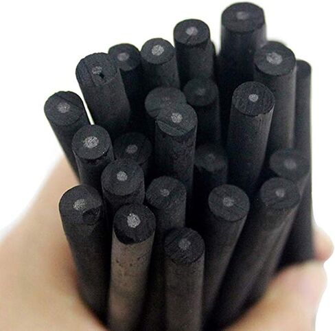 Set of 25 Charcoal Pencils 3-9 mm for Drawing, Freestanding Works or Base Painting, Black (3-5 mm) in Saudi Arabia