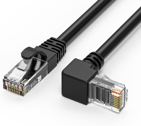 JUXINICE 2Pack 90 Degree CAT6 Ethernet Cable Black 10FT(leftward+Rightward) Combo,Right Angle CAT 6 Ethernet Patch Cable Gigabit RJ45 Network Cable，Bandwidth up to 250MHz 10Gbps in Kuwait