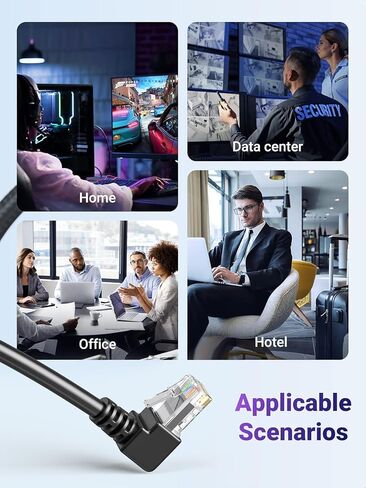 JUXINICE 2Pack 90 Degree CAT6 Ethernet Cable Black 10FT(leftward+Rightward) Combo,Right Angle CAT 6 Ethernet Patch Cable Gigabit RJ45 Network Cable，Bandwidth up to 250MHz 10Gbps in Kuwait