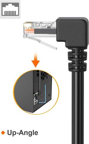 JUXINICE 2Pack 90 Degree CAT6 Ethernet Cable Black 10FT(leftward+Rightward) Combo,Right Angle CAT 6 Ethernet Patch Cable Gigabit RJ45 Network Cable，Bandwidth up to 250MHz 10Gbps in Kuwait
