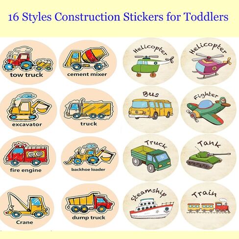 1000PCS Cartoon Transportation Sticker Car Bus Truck Airplane Construction Vehicle Sticker Kindergarten Rewards Stickers for Toddler Kid 2-4 Years Roll Teaching Training Potty Stickers (Truck) in Kuwait