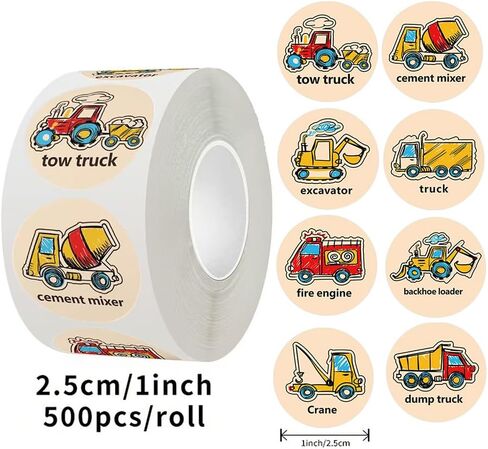 1000PCS Cartoon Transportation Sticker Car Bus Truck Airplane Construction Vehicle Sticker Kindergarten Rewards Stickers for Toddler Kid 2-4 Years Roll Teaching Training Potty Stickers (Truck) in Kuwait