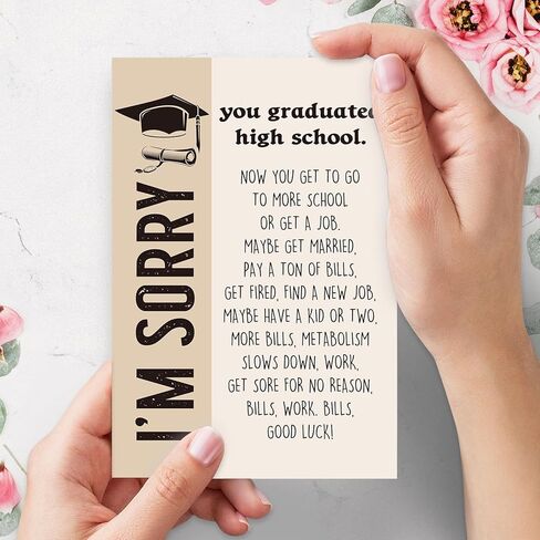 Hilarious High School Graduation Card, Funny Congrats Grad Gift for from Parents, Grad Card Gifts for 12th Grade, I'm Sorry, You Graduated High School in Kuwait