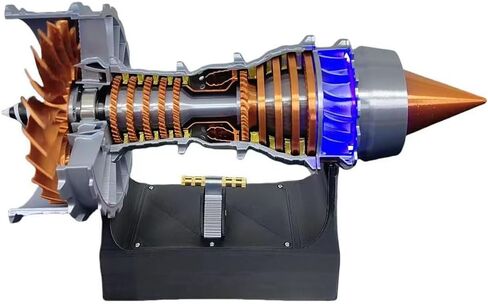 Trent 900 Simulated Functional Turbofan Aircraft Engine Model Kit with LED Light, DIY Assembly Operable Engine Model, Mechanical Science Toys (50+PCS/Brass Color) in Kuwait
