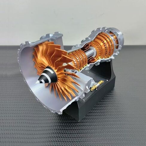 Trent 900 Simulated Functional Turbofan Aircraft Engine Model Kit with LED Light, DIY Assembly Operable Engine Model, Mechanical Science Toys (50+PCS/Brass Color) in Kuwait