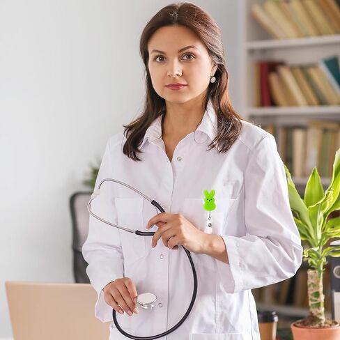 شارة عيد الفصح قابلة للسحب ، حامل شارة الأرنب الأخضر مع مقطع التمساح ، لطيف معرف العطلة ، إكسسوارات شارة الشارة للممرضات الطالب لأطباء لوازم الحزب in Kuwait