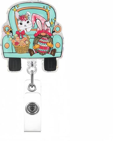 Easter Badge Reel Retractable,Green Bunny Badge Holder with Alligator Clip,Cute Holiday ID Name Badge Accessories for Nurses Student Employee Doctors Party Supplies in Kuwait