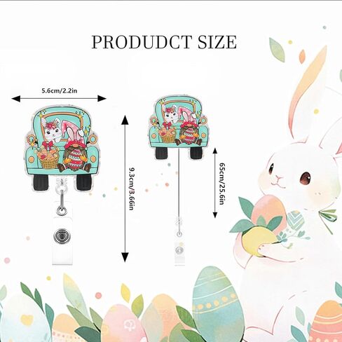 Easter Badge Reel Retractable,Green Bunny Badge Holder with Alligator Clip,Cute Holiday ID Name Badge Accessories for Nurses Student Employee Doctors Party Supplies in Kuwait