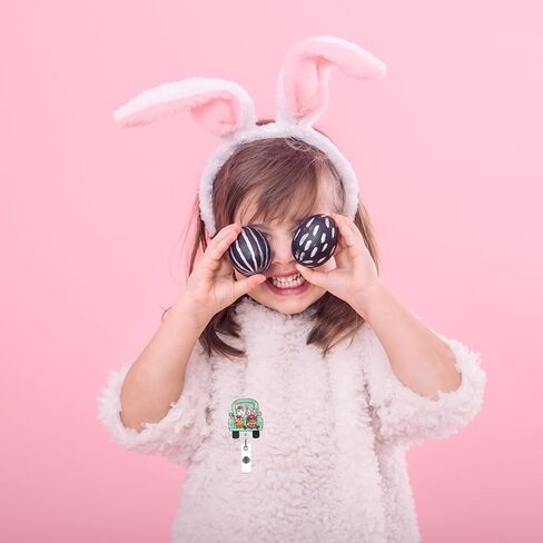 Easter Badge Reel Retractable,Green Bunny Badge Holder with Alligator Clip,Cute Holiday ID Name Badge Accessories for Nurses Student Employee Doctors Party Supplies in Kuwait