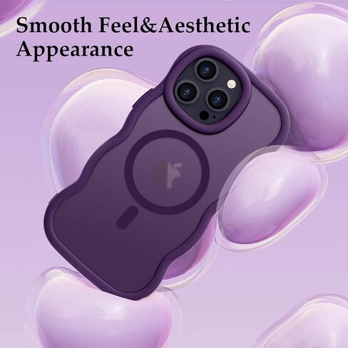 for iPhone 16 Pro Max Case, Curly Wavy Frame Hard Translucent Matte Clear Back Cover for Women Men Compatible with Magsafe TPU Bumper Shockproof Phone Case for iPhone 16 Pro Max, Pink in Kuwait