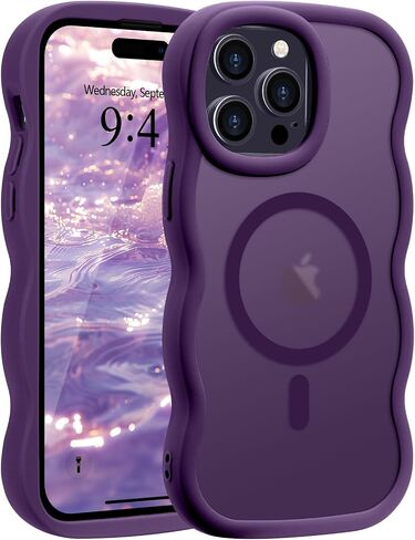 for iPhone 16 Pro Max Case, Curly Wavy Frame Hard Translucent Matte Clear Back Cover for Women Men Compatible with Magsafe TPU Bumper Shockproof Phone Case for iPhone 16 Pro Max, Pink in Kuwait