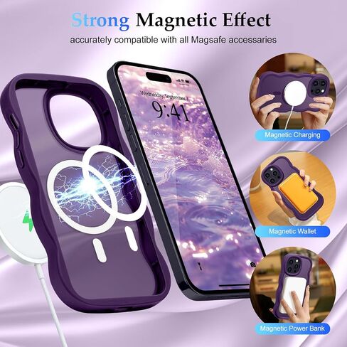 for iPhone 16 Pro Max Case, Curly Wavy Frame Hard Translucent Matte Clear Back Cover for Women Men Compatible with Magsafe TPU Bumper Shockproof Phone Case for iPhone 16 Pro Max, Pink in Kuwait