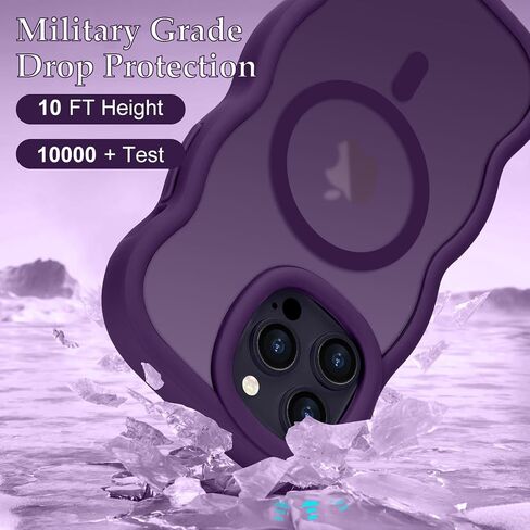 for iPhone 16 Pro Max Case, Curly Wavy Frame Hard Translucent Matte Clear Back Cover for Women Men Compatible with Magsafe TPU Bumper Shockproof Phone Case for iPhone 16 Pro Max, Pink in Kuwait