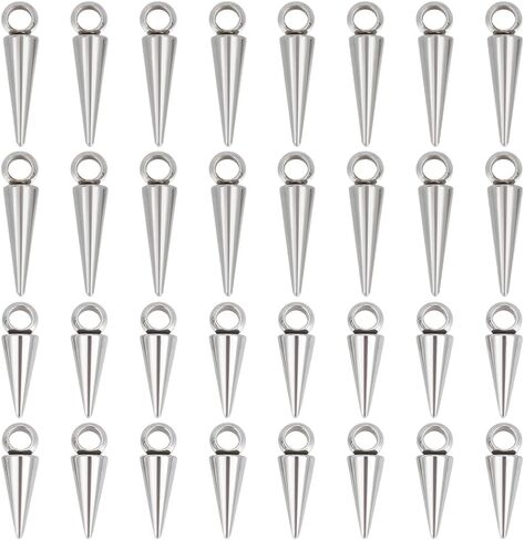 UNICRAFTALE Gothic Style Cone Spike Charm Cone Charm with 3mm Large Hole Titanium Steel Punk Style Spike Charm Dangle Earring Charm Bracelet Charms for DIY Jewelry Making in Saudi Arabia
