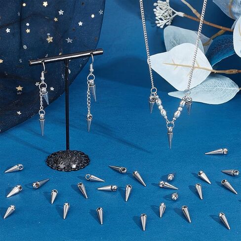 UNICRAFTALE Gothic Style Cone Spike Charm Cone Charm with 3mm Large Hole Titanium Steel Punk Style Spike Charm Dangle Earring Charm Bracelet Charms for DIY Jewelry Making in Saudi Arabia