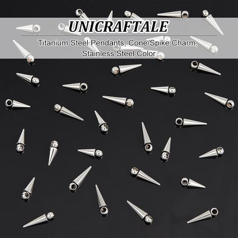 UNICRAFTALE Gothic Style Cone Spike Charm Cone Charm with 3mm Large Hole Titanium Steel Punk Style Spike Charm Dangle Earring Charm Bracelet Charms for DIY Jewelry Making in Saudi Arabia
