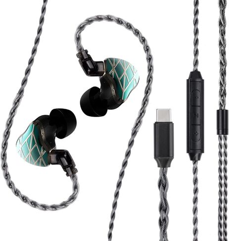 FAAEAL in Ear Monitor,HiFi Wired Sports Earbuds,Hybrid IEM Earphones with Powder Metallurgy Faceplate QDC 2-Pin Detachable Mono-crystalline Copper Silver-Plated Cable Headphones in Kuwait