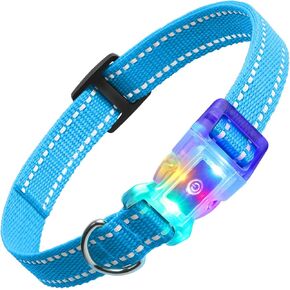Rechargeable LED Dog Collar Suit for Small Large Dog, Dazzling Glow-in-The-Dark Light Collar, Prevent Traffic Accident Anti-Stampede Pet Supplies Glowing Collar (Blue)