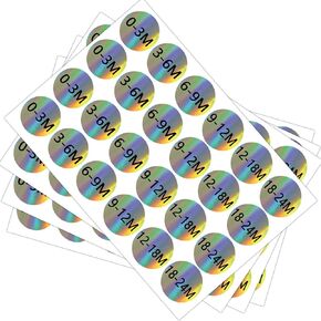 Baby Size Labels, 0.8 Inch Round Self Adhesive Size Stickers, 3024 Labels (0-3, 3-6, 6-9, 9-12, 12-18, 18-24 Months) for Retail Store Clothing Apparel Baby Clothes