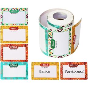 300 PCS ملصقات علامة الاسم الكبيرة الملونة Hello My Name هو ملصقات الأسماء اللاصقة ذاتية الملصقات Forteachers Nametags ملصقات لمكتب الفصل الدراسي المدرسي ، 4 تصميمات مختلفة 3.5 "× 2.25"