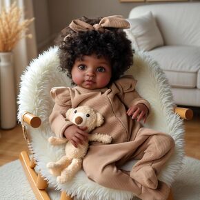 BABESIDE Lifelike Reborn Baby Dolls Black - 20 Inch Baby Realistic-Newborn Baby Doll African American Real Life Baby Dolls with Feeding Kit & Gift Box for Kids