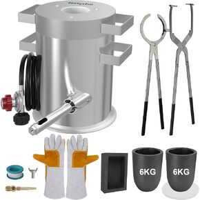 Nelyrho 6KG Propane Melting Furnace Kit and 6KG Graphite Crucible Bundle