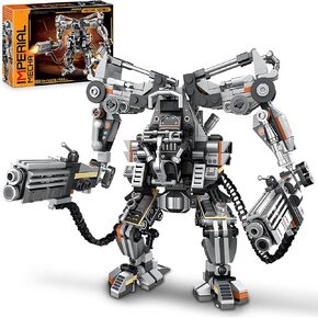 Black Empire Mech Building Blocks Set for Adults, Motorized Robot Building Toy with Multiple Weapons, Combat Armor Style Warrior Collectible Gifts for Fans Man Boys Ages 8+ (684 Pieces)