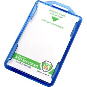 SPECIALIST ID RFID Blocking Badge Holder - Secure 2 Card Holder for Government, HSPD-12, CAC, TWIC, PIV, Smart Cards - Durable Hard Plastic, Dual Sided, RFID Badge Protection (Clear)