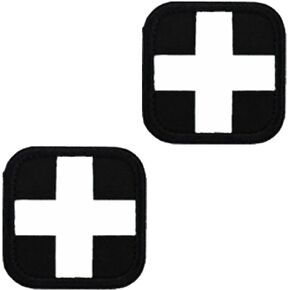 2 Pcs Black Cross Flag Patch Emblem Tactical Embroidered Fastener Hook & Loop Applique Military Funny Patches for Clothes,Vest,Bags,Backpacks,Jacket,Hats