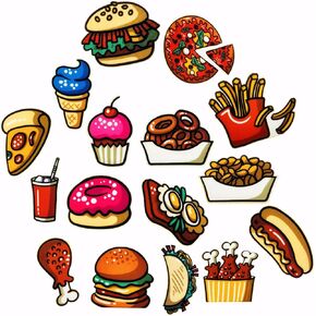 16Pcs Cute Cartoon Food Illustration Latest Version Patch, Self-Adhesive Patch Applique for Clothes, Dress, Hat, Jeans, DIY Accessories