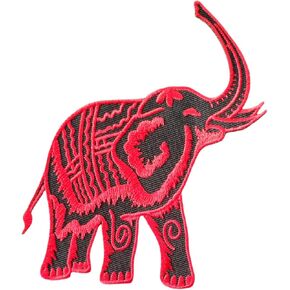 Elephant Black and Red Cartoon Embroidered Iron On Patches Applique Decorative Badge Costume Clothing