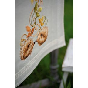 Vervaco Stamped Cross Stitch, Hedgehogs and Autumn Leaves