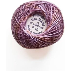 Valdani Perle Cotton Size ~12~ Embroidery Thread, 109 Yard Ball - p10 Antique Violets (variegate)