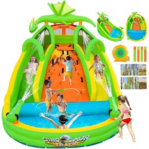 FBSPORT Inflatable Bounce House for Kids, Indoor Bounce House with Slide, Climbing, Water Guns, Bouncy Castle for Park Backyard Outdoor Indoor (with Blower)