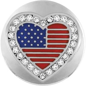 Ginger Snaps Heart USA Charm Accessory | Interchangeable, Customizable & Adjustable Snap Jewelry Collection | Choose Your Own Button Charms for Necklaces, Bracelets & Rings | Standard Size | SN04-50