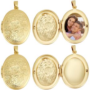 Beebeecraft 1 Box 6pcs سحر الذهب الذهب البيضاوي مع زهرة مفتوحة مقصورة 18K الذهب المطلي بالنحاس المطلي بنحان الإطار معلقات الذاكرة سحر لجمع المجوهر