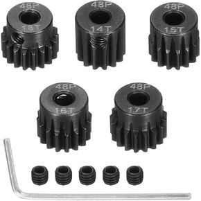 48 P Steel Pinion Gear Set 14T 15T 16T 17T 18T for 3.175 mm Shaft Hardened Steel Pinion Gear with Screws and Hexagonal Wrench for RC Car Motor