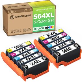 متوافق 564XL (10 عبوات) استبدال خرطوشة الحبر لـ HP 564XL لـ HP Photosmart 7520 D7560 C6350 B8550 B110C ESTATION C510A PREMIM C309A C310C C410B DESKJET B210B (PHOTA Black مضمّن)