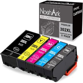 5 Packs 302XL Remanufacture Ink Cartridge Replacement for Epson 302 302XL T302 T302XL use for Epson Expression Premium XP-6000 XP-6100 Printer (Black, Photo Black, Cyan, Magenta, Yellow)