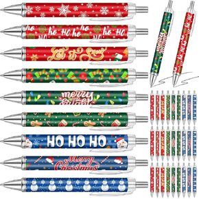 cholemy 72 PCS عيد الميلاد أقلام عيد الميلاد جلسة هلام كبيرة لعيد الميلاد قلم قابلة للسحب 1 مم حبر حبر أسود ملون هدية عيد الميلاد لطيف اللوازم المدرسية لقرطاسية لمكتب الحفلات المنزل الأسرة المعيشية