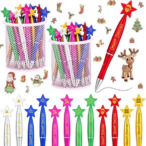 Sherr 72 Pcs Operation Christmas Pens Gift Bulk Christmas Star Shaped Ballpoint 1.0 mm Black Ink Pens for Adults Party School Office Home Supplies