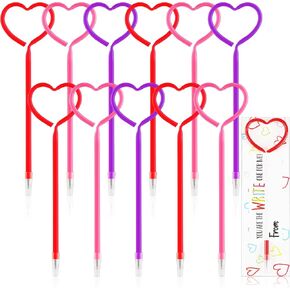 Spakon Valentine‘s Day Plastic Heart Shape Pens with Valentine‘s Day Exchange Cards for Present Party Favor Office(30 Set)