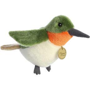 Aurora® رائعتين Miyoni® Miyoni® -Ruby -Throted Hummingbird محشو بالحيوان - التفاصيل النابضة بالحياة - الرفقة العزيزة - الأخضر 9 بوصات