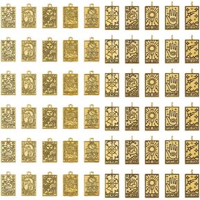 Dicosmetic Tarot Card Charm Tibetan Style Alloy Pendants Vintage Tarot Tarot Pendants Bulk Bulk Rectangle Charm with tarot tarot silver silver luck amletant for diy netclace make